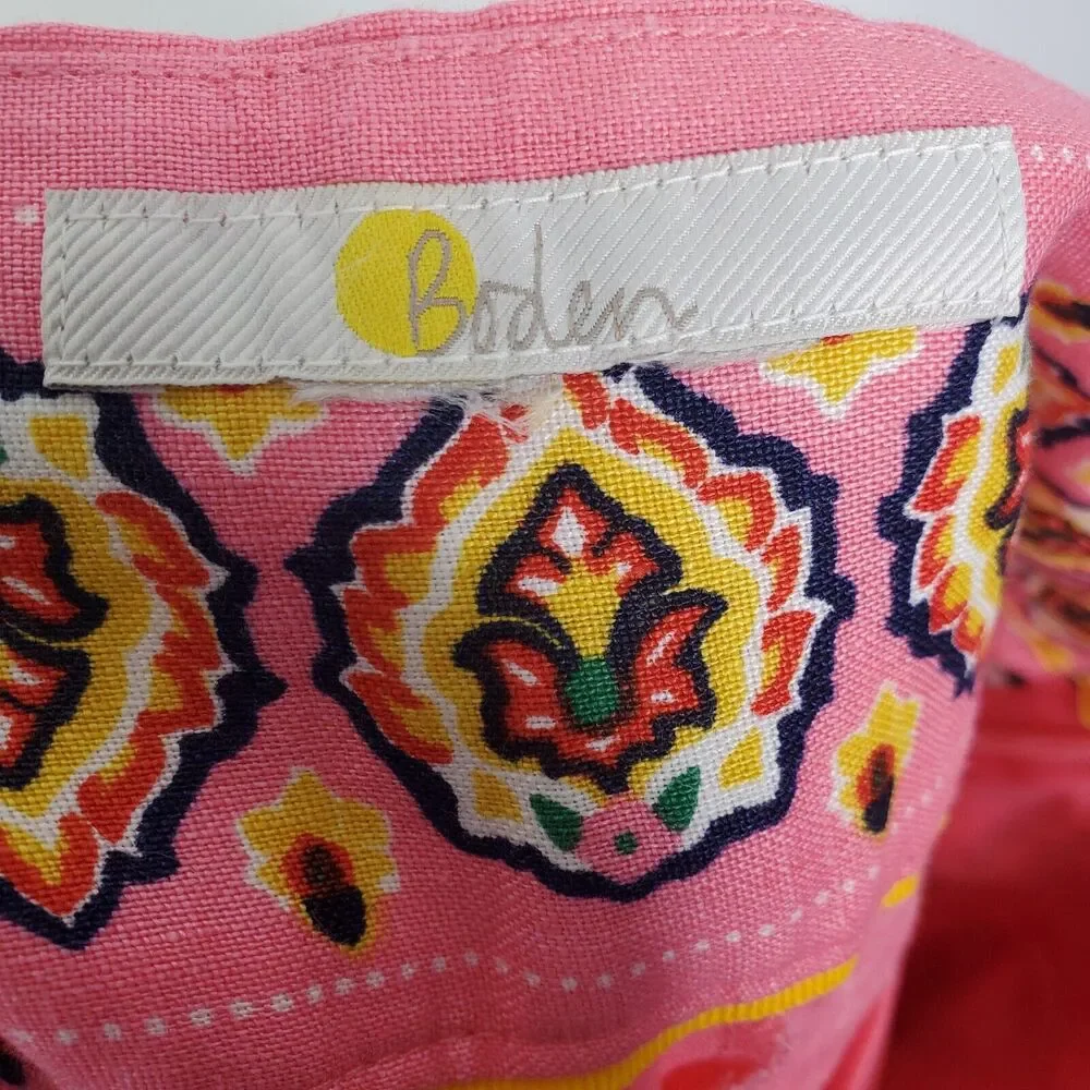 Boden Pants Womens L Wide Leg Colorful Boho Hippie Feminine 70s Pull On Pink - Picture 9 of 10